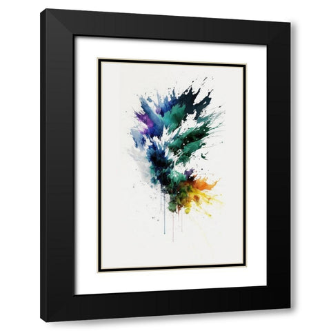 Colorful Splash Black Modern Wood Framed Art Print with Double Matting by Mauro