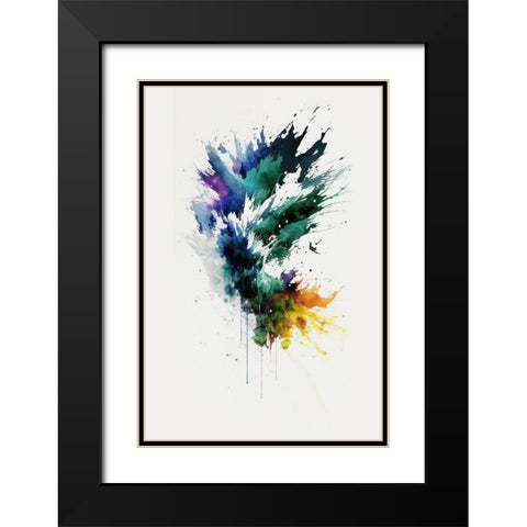 Colorful Splash Black Modern Wood Framed Art Print with Double Matting by Mauro