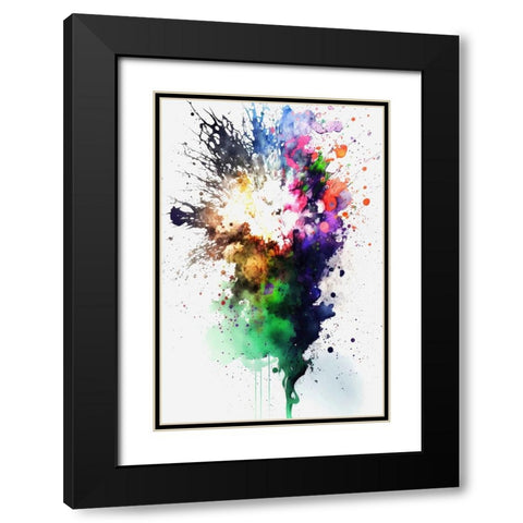 Celestial fireworks Black Modern Wood Framed Art Print with Double Matting by Mauro