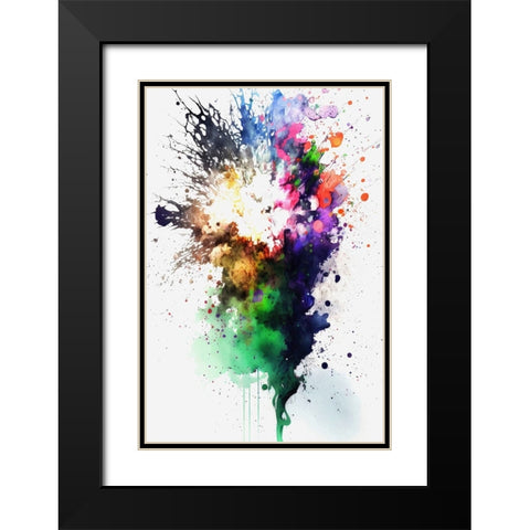 Celestial fireworks Black Modern Wood Framed Art Print with Double Matting by Mauro