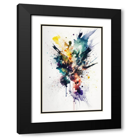 Color Explosion Black Modern Wood Framed Art Print with Double Matting by Mauro