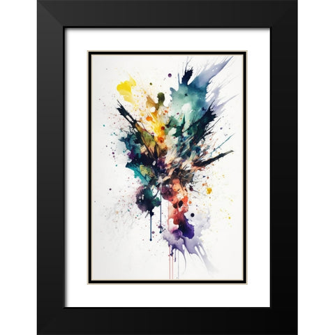 Color Explosion Black Modern Wood Framed Art Print with Double Matting by Mauro
