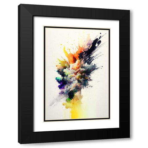Colorful Explosion Black Modern Wood Framed Art Print with Double Matting by Mauro
