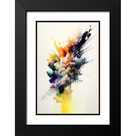 Colorful Explosion Black Modern Wood Framed Art Print with Double Matting by Mauro