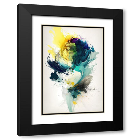 Green Vortex Black Modern Wood Framed Art Print with Double Matting by Mauro