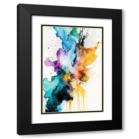 Fluid Mistery Black Modern Wood Framed Art Print with Double Matting by Mauro