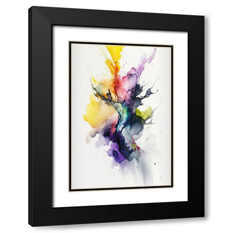 Chromatic Burst Black Modern Wood Framed Art Print with Double Matting by Mauro