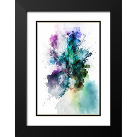 Green Smoke Splash Black Modern Wood Framed Art Print with Double Matting by Mauro