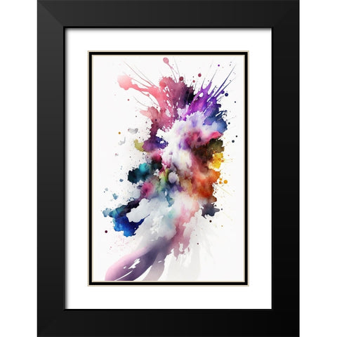 Radiant Explosion Black Modern Wood Framed Art Print with Double Matting by Mauro