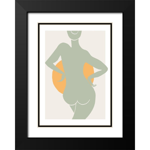Green Woman Black Modern Wood Framed Art Print with Double Matting by Pictufy Studio II