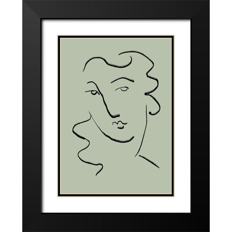 Looking Green Black Modern Wood Framed Art Print with Double Matting by Pictufy Studio II