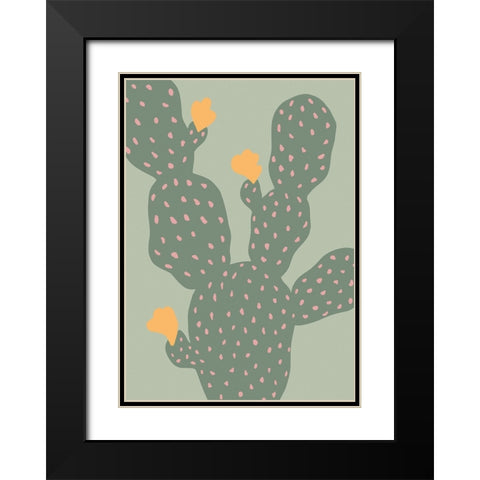 Cactus Green Black Modern Wood Framed Art Print with Double Matting by Pictufy Studio