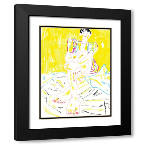 The Girl In The Yellow Dress Black Modern Wood Framed Art Print with Double Matting by Gulina, Francesco
