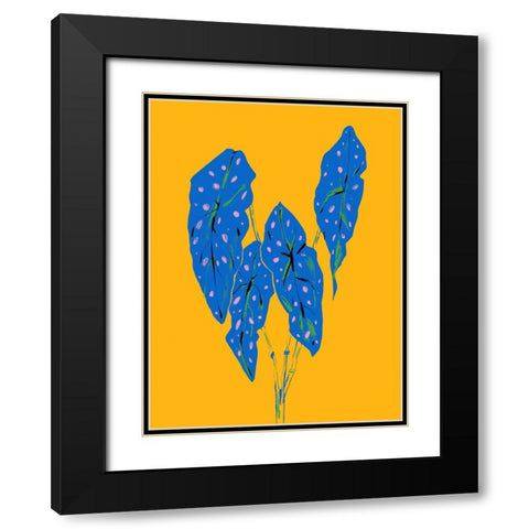 Begonia Maculata Blue and Yellow Black Modern Wood Framed Art Print with Double Matting by Gulina, Francesco