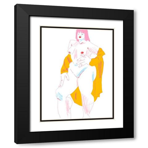 White And Yellow Nude Black Modern Wood Framed Art Print with Double Matting by Gulina, Francesco
