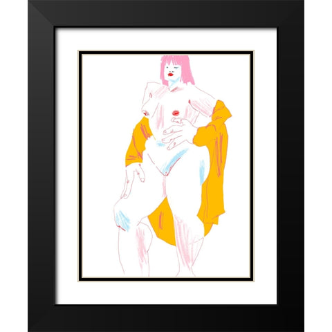 White And Yellow Nude Black Modern Wood Framed Art Print with Double Matting by Gulina, Francesco
