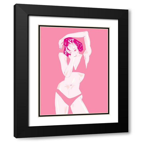 Young Girl In Underwear Pink Black Modern Wood Framed Art Print with Double Matting by Gulina, Francesco