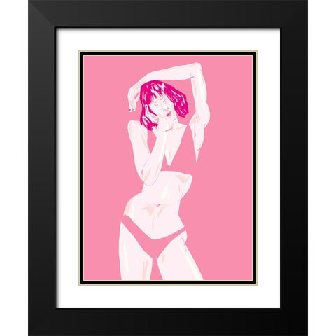 Young Girl In Underwear Pink Black Modern Wood Framed Art Print with Double Matting by Gulina, Francesco