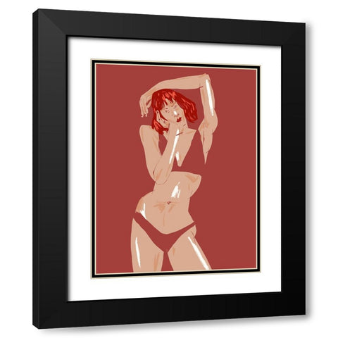 Young Girl In Underwear Black Modern Wood Framed Art Print with Double Matting by Gulina, Francesco