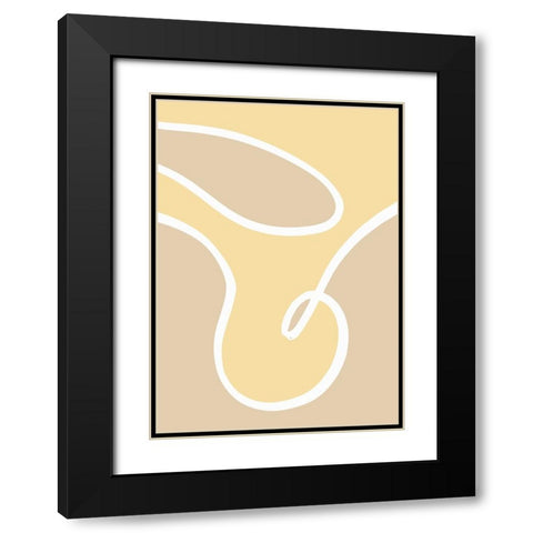 Shape 14 Yellow Black Modern Wood Framed Art Print with Double Matting by Pictufy Studio