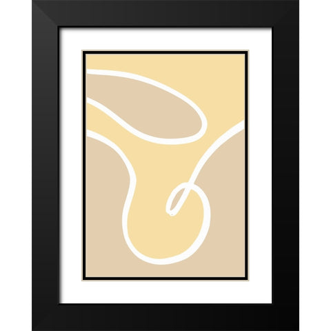 Shape 14 Yellow Black Modern Wood Framed Art Print with Double Matting by Pictufy Studio
