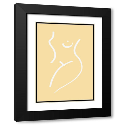 Nude Yellow Black Modern Wood Framed Art Print with Double Matting by Pictufy Studio