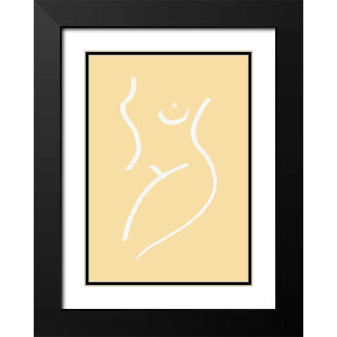 Nude Yellow Black Modern Wood Framed Art Print with Double Matting by Pictufy Studio