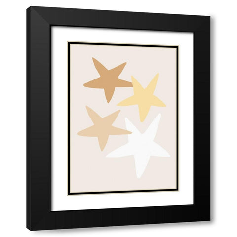 Stars Yellow Black Modern Wood Framed Art Print with Double Matting by Pictufy Studio