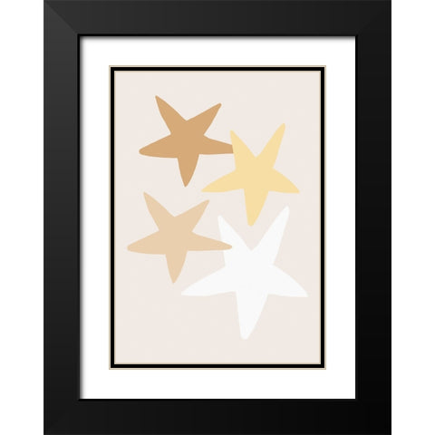 Stars Yellow Black Modern Wood Framed Art Print with Double Matting by Pictufy Studio