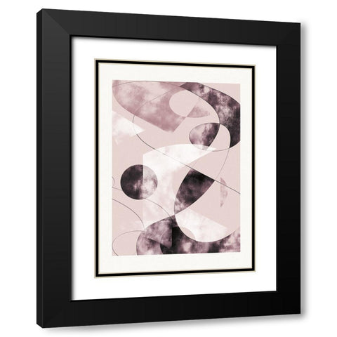 Shapes Shatters Red Black Modern Wood Framed Art Print with Double Matting by Pictufy Studio II