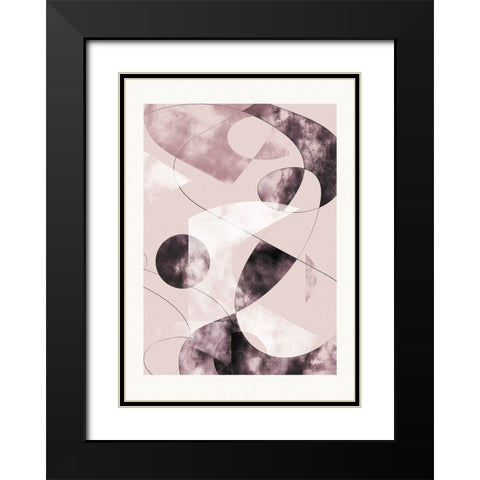 Shapes Shatters Red Black Modern Wood Framed Art Print with Double Matting by Pictufy Studio II