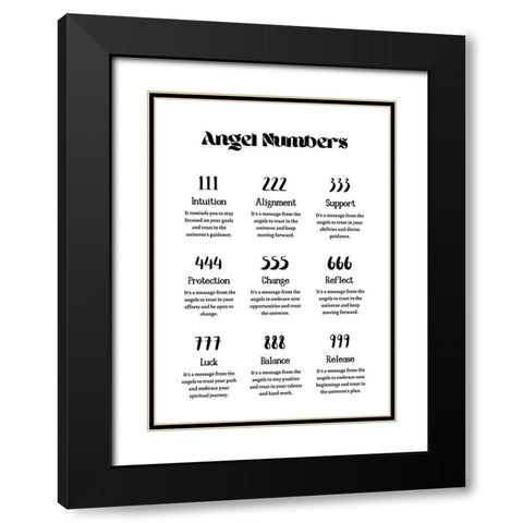 Angel Numbers Black Modern Wood Framed Art Print with Double Matting by Amelie