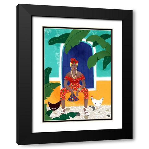 Femm au cigare Black Modern Wood Framed Art Print with Double Matting by Tomljanovic, Maja