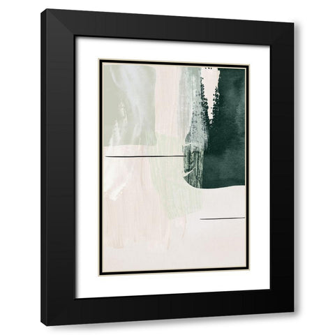 Abstract Shapes in Green-2 Black Modern Wood Framed Art Print with Double Matting by Moss, Sally Ann