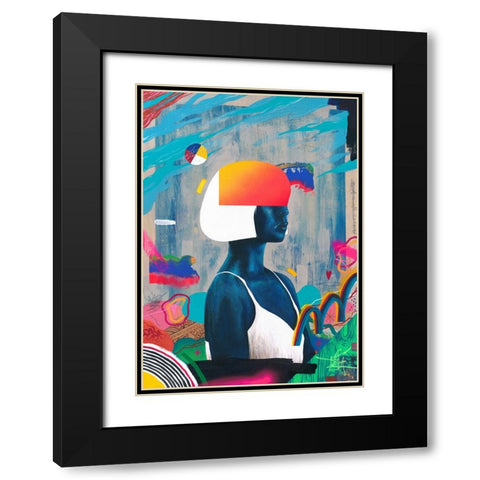 Blue Girl Black Modern Wood Framed Art Print with Double Matting by Famous When Dead