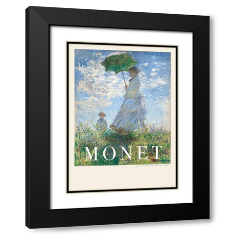 Woman With Parasol Black Modern Wood Framed Art Print with Double Matting by Pictufy