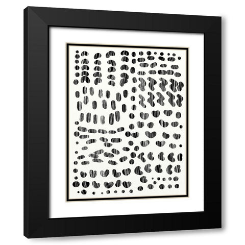 Dots and Strokes Black Modern Wood Framed Art Print with Double Matting by Hobday, Dan