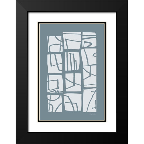 Shapes and Lines Black Modern Wood Framed Art Print with Double Matting by Hobday, Dan