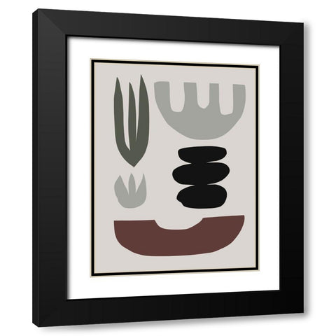 Shapes Black Modern Wood Framed Art Print with Double Matting by Hobday, Dan