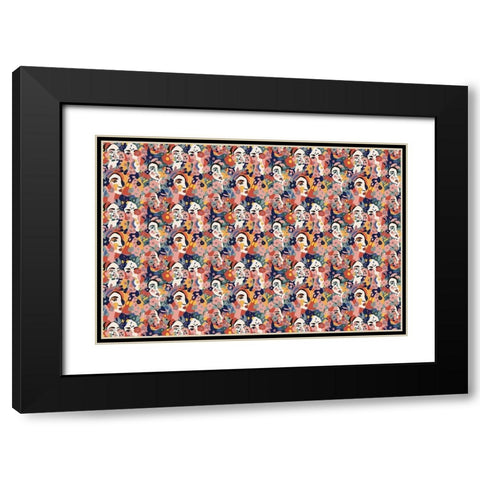 Pattern No 126 Black Modern Wood Framed Art Print with Double Matting by Treechild