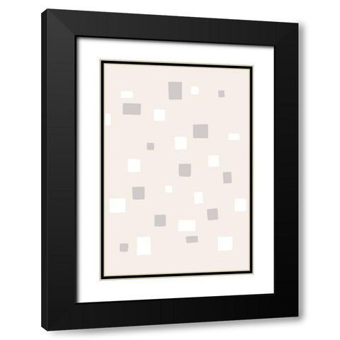 Abstract Squares Black Modern Wood Framed Art Print with Double Matting by uplusmestudio