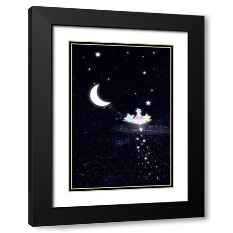 6000x9000 Starry boat Black Modern Wood Framed Art Print with Double Matting by Thai, Xuan