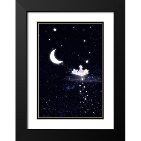 6000x9000 Starry boat Black Modern Wood Framed Art Print with Double Matting by Thai, Xuan