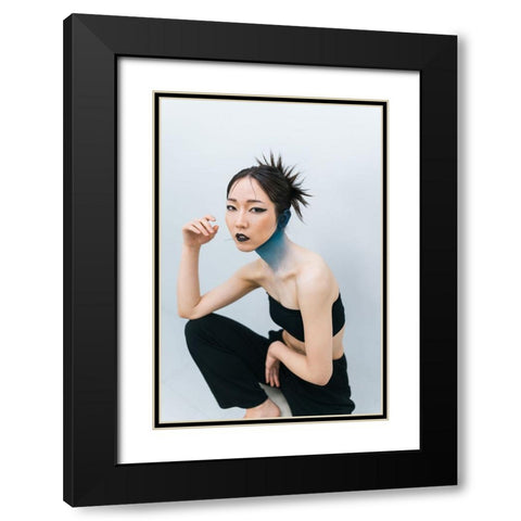 Asami Black Modern Wood Framed Art Print with Double Matting by h112o1