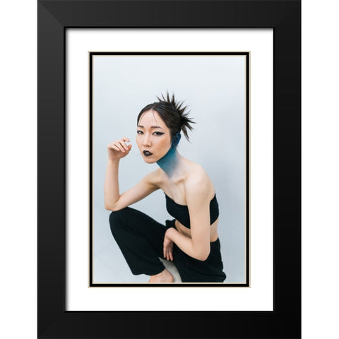 Asami Black Modern Wood Framed Art Print with Double Matting by h112o1