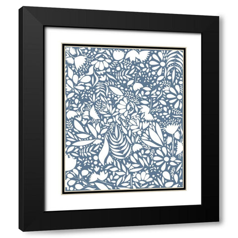 Scandi blue white pattern 1 Black Modern Wood Framed Art Print with Double Matting by Manovski, Sarah