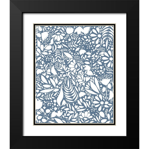 Scandi blue white pattern 1 Black Modern Wood Framed Art Print with Double Matting by Manovski, Sarah