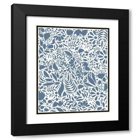Scandi blue white pattern 2 Black Modern Wood Framed Art Print with Double Matting by Manovski, Sarah