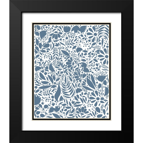 Scandi blue white pattern 2 Black Modern Wood Framed Art Print with Double Matting by Manovski, Sarah