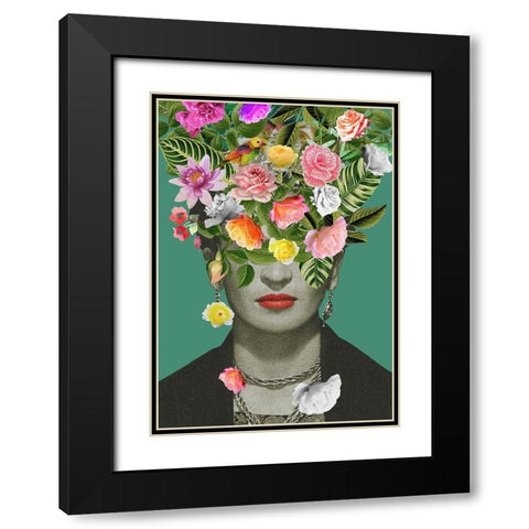 Floral Frida Black Modern Wood Framed Art Print with Double Matting by Floral Studio, Frida